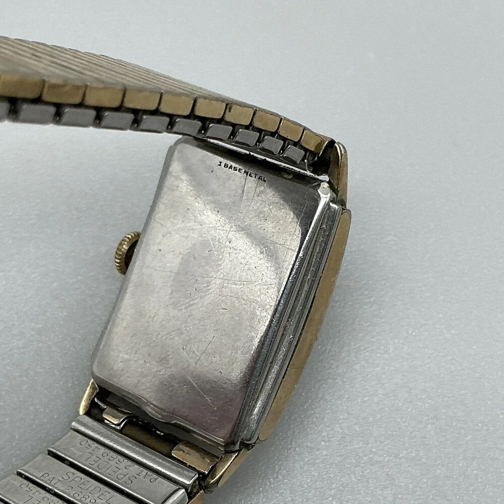 Vintage Elgin Mens Watch 21mm Tank 10K Gold Filled Expansion Band Manual